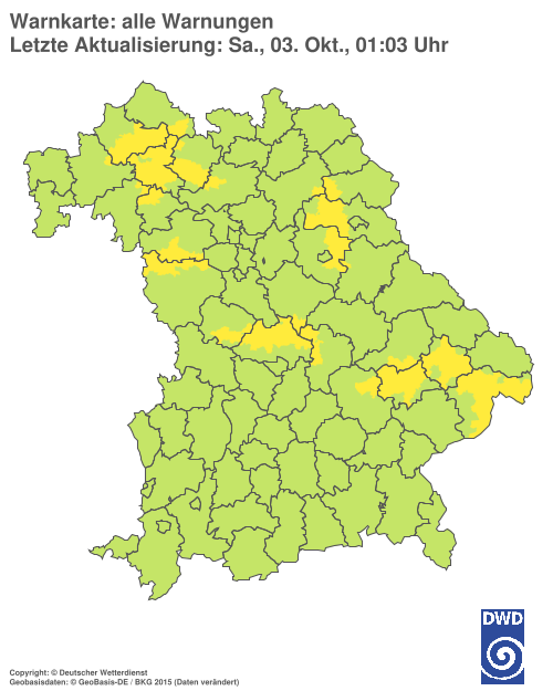 Aktuelle Warnkarte: Bayern