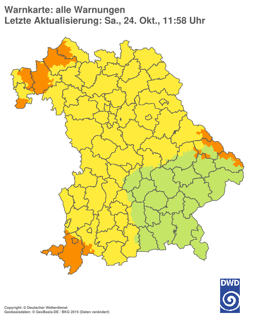 Aktuelle Warnkarte: Bayern
